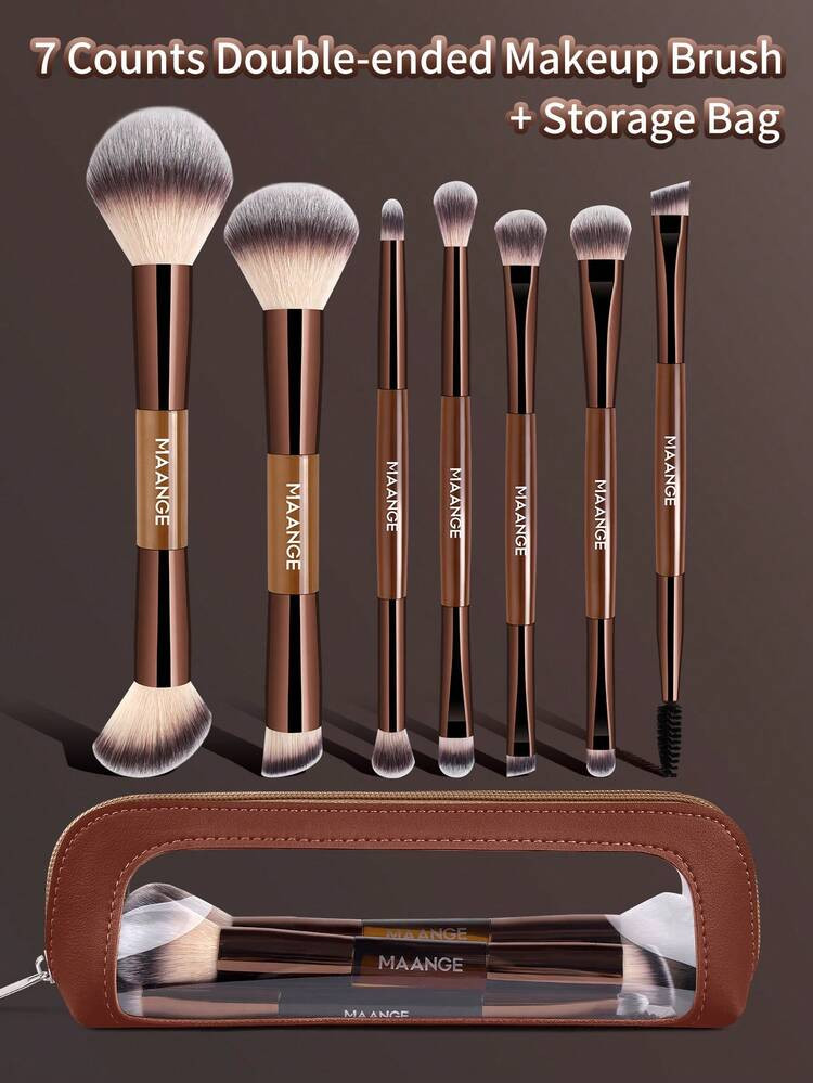 7pcs/9pcs/13pcs Dual-Ended Multi-Functional Makeup Brush Set, Includes Face Brush, Powder Brush, Blush Brush, Concealer Brush, Contour Brush, Nose Brush, Eye Shadow Brush, Detail Brush, Foundation Brush, Highlighter Brush. Made Of High-Quality Synthetic Hair, For Daily Facial Makeup, Suitable For Liquid, Cream And Powder Products.,Giveaways,Professional Makeup Brushes,Complete Makeup Set | SHEIN