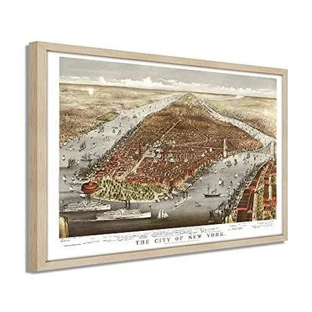 1876 Map of New York City - Framed Vintage New York Map Print - Restored NYC Map - Historic Wall Map | Walmart (US)