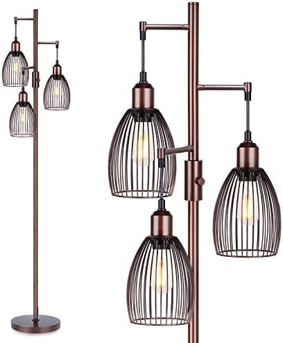 Nintiue Dimmable Floor Lamp, 3 x 800LM LED Edison Bulbs Included, Farmhouse Industrial Floor Lamp... | Amazon (US)