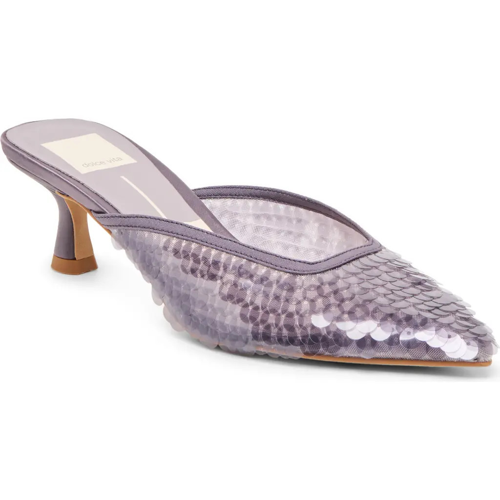 Dolce Vita Cleo Shimmer Kitten Heel Mule in Smoke Sequin at Nordstrom, Size 7.5 | Nordstrom