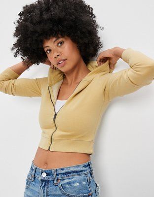 AE Cropped Zip-Up Hoodie | American Eagle Outfitters (US & CA)