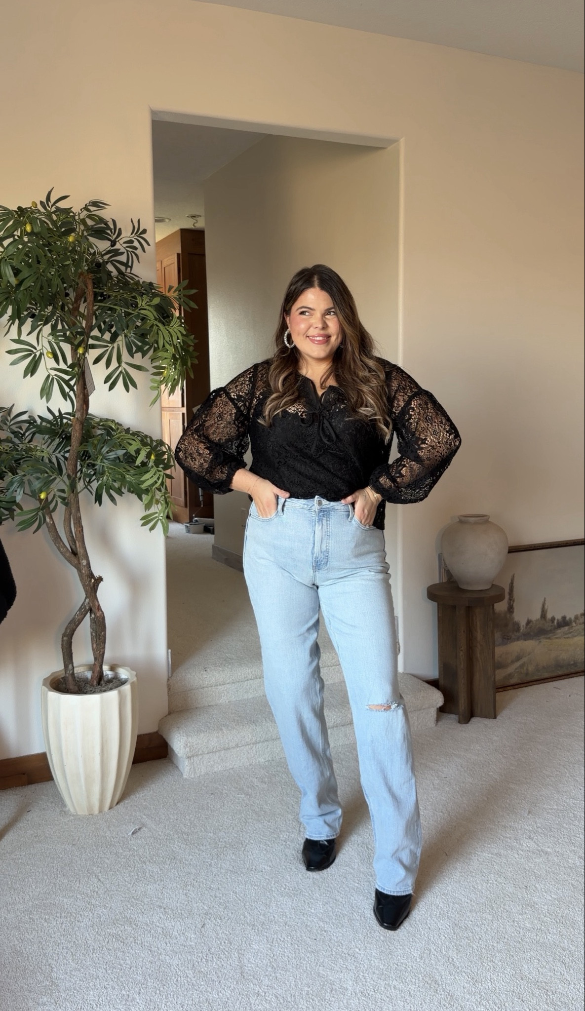 Wearing xl in the lace top and 14 long in the straight leg jeans

Fall outfit, Christmas party, holiday party, Thanksgiving, winter outfit, date night 


#LTKMidsize #LTKSeasonal #LTKHoliday