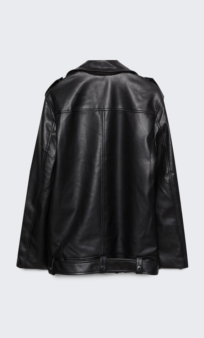 Oversized faux leather biker jacket | Stradivarius (UK)