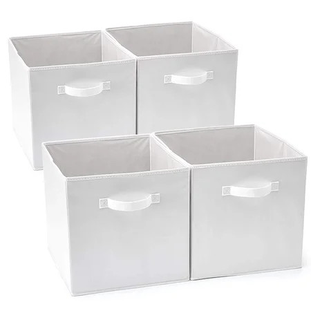 Set of 4 Foldable Fabric Basket Bin 13 x 15 x 13 inch Collapsible Organizer Storage Cube with Handle | Walmart (US)