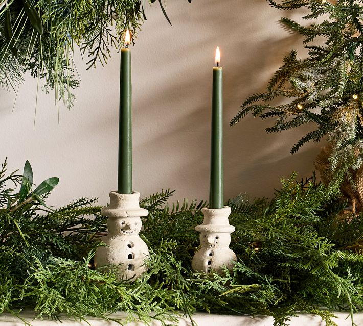 Terracotta Snowman Candle Holder | Pottery Barn (US)