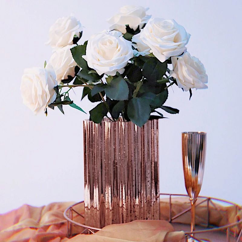 BalsaCircle 9" Rose Gold Mercury Glass Hurricane Candle Holder Wavy Design Wedding Party Centerpi... | Walmart (US)