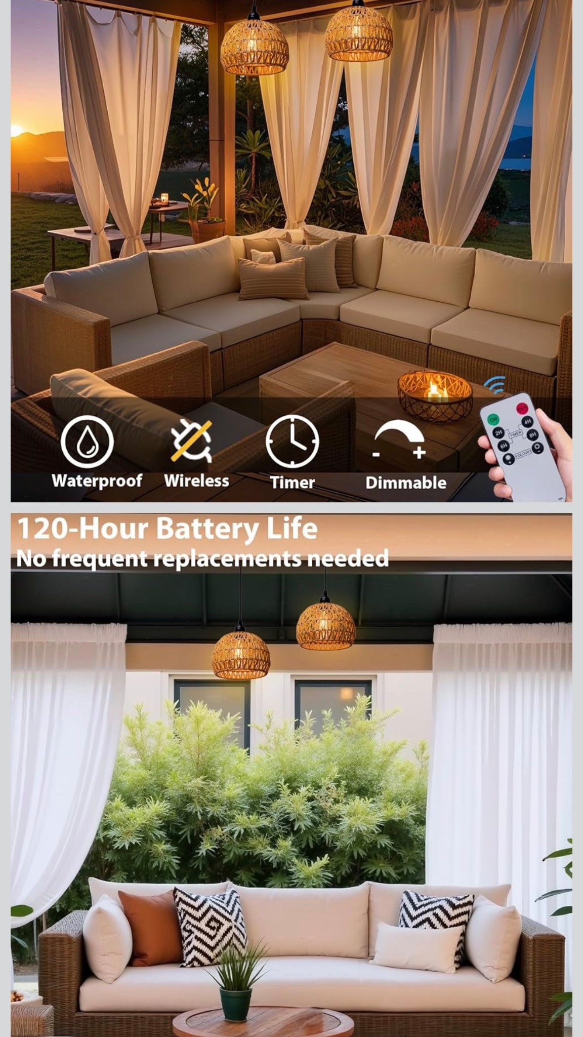 Outdoor rattan battery operated lights!! 