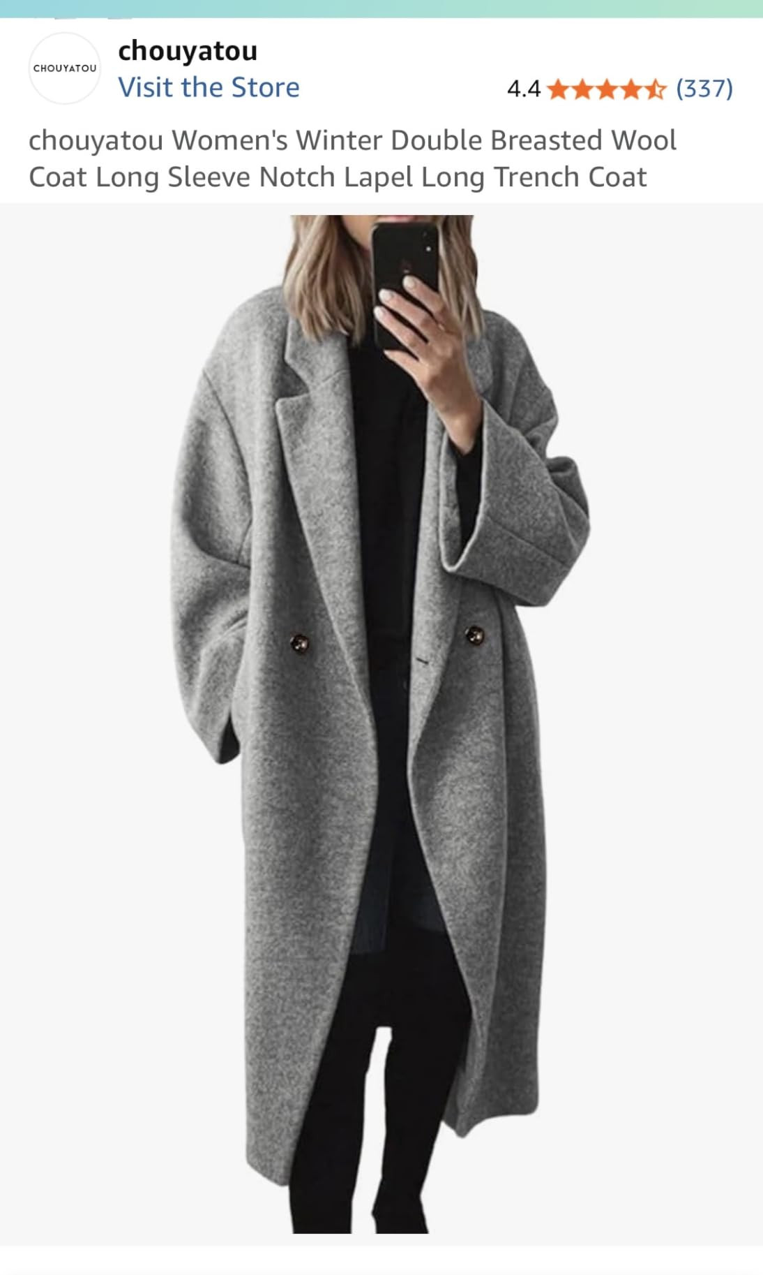 chouyatou Women's Winter Double Breasted Wool Coat Long Sleeve Notch Lapel Long Trench Coat | Amazon (US)