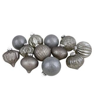 12ct. 3" Neutral Tone Finial & Glass Ball Christmas Ornaments By Northlight in Gray/Silver | Michaels® | Michaels Stores