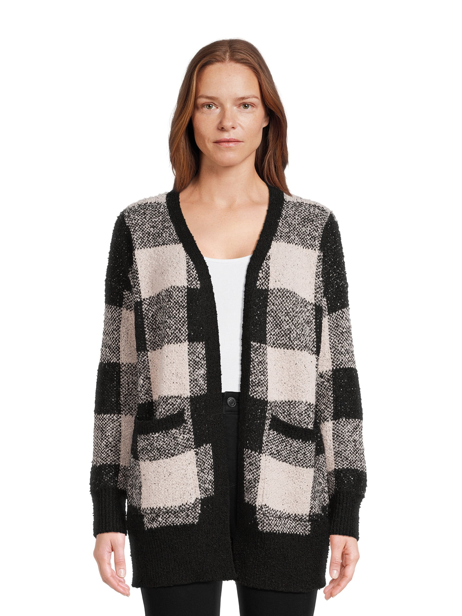 Dreamers by Debut Women's Open Front Print Cardigan Sweater, Midweight | Walmart (US)