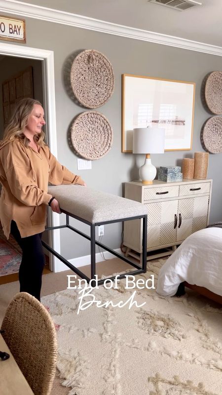 Comment: Decor for the links 
I found a great end of bed or entry bench!! It’s well made and has good fabric on top! Plus it’s under $100!!! If you’ve been looking for a good bench, check this one out! 

#LTKsalealert #LTKunder100 #LTKFind