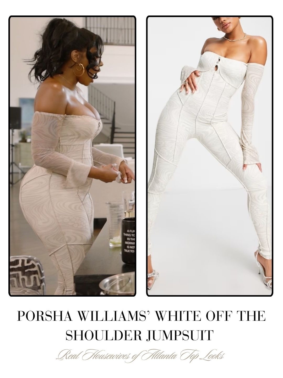 Porsha Williams’ White Off The Shoulder Jumpsuit