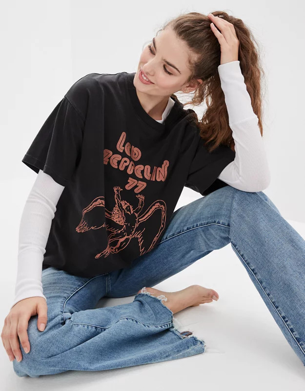 AE Oversized Led Zeppelin Graphic Tee | American Eagle Outfitters (US & CA)