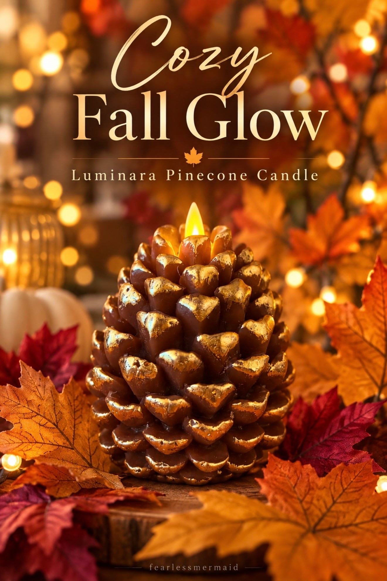 Use code FEARLESSMERMAID10 for 10% off at luminara.com
 #ad
There is something so deeply cozy and magical about a glowing pinecone candle nestled in fall leaves and this Luminara Metallic Cappuccino Flameless Pinecone Candle delivers that feeling without a single worry. The signature Luminara moving flame technology flickers and dances with the most realistic candlelight effect — beautifully detailed in rich metallic cappuccino tones that make it look like a natural treasure from the forest floor. Perfect for a fall mantle, Thanksgiving centerpiece, cozy reading nook or holiday tablescape from autumn all the way through Christmas. #luminara #flamelesscandles#falldecor

#LTKSeasonal #LTKHome