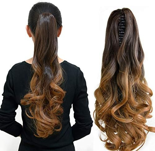 Amazon.com : Neverland Beauty 20" Ponytail Hair Extension Natural Ombre Look Two Tone Long Wavy C... | Amazon (US)