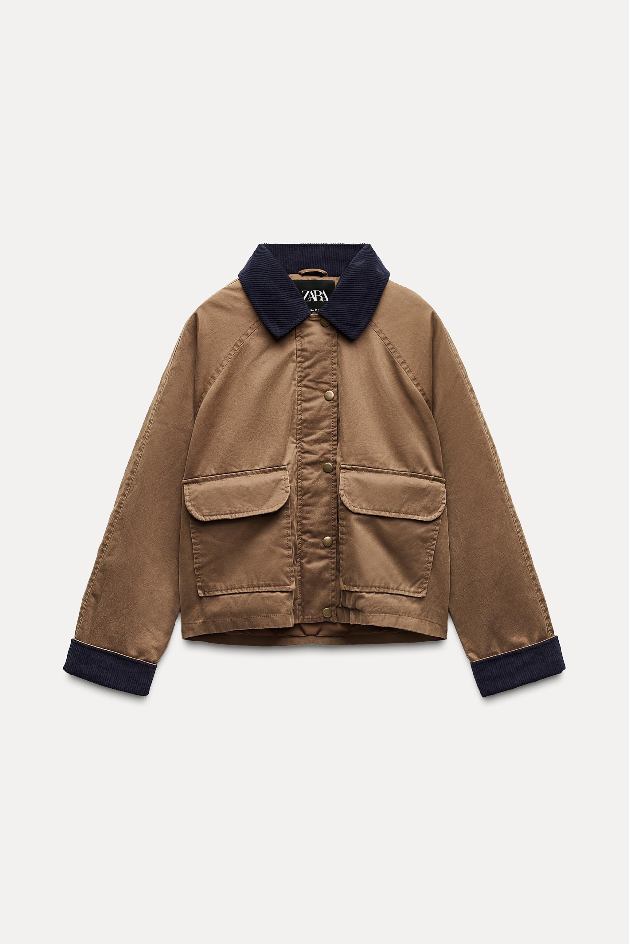 CONTRAST COLLAR WAXED JACKET | Zara US