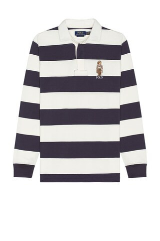 Polo Ralph Lauren Long Sleeve Novelty Heritage Bear Rugby Polo in Blue | FWRD 