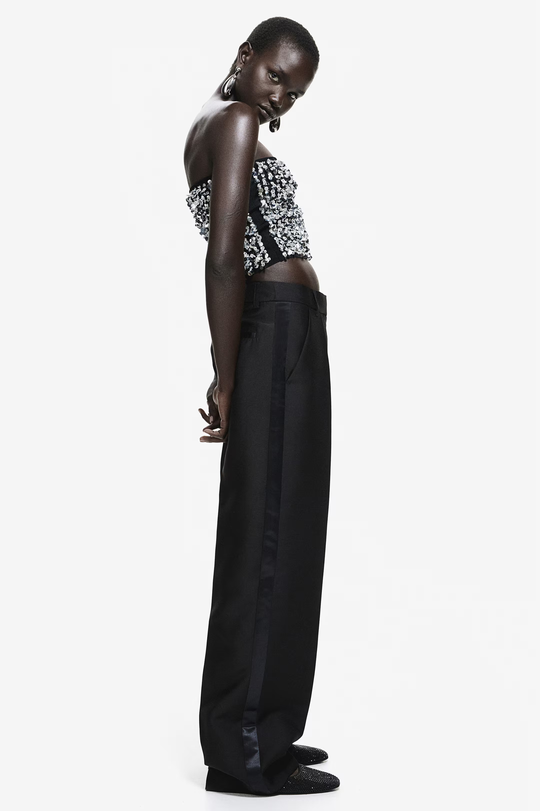 Creased Tuxedo Pants - Black - Ladies | H&M US | H&M (US + CA)