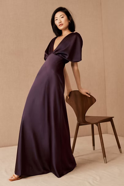 Leila Satin Charmeuse Maxi Dress | BHLDN