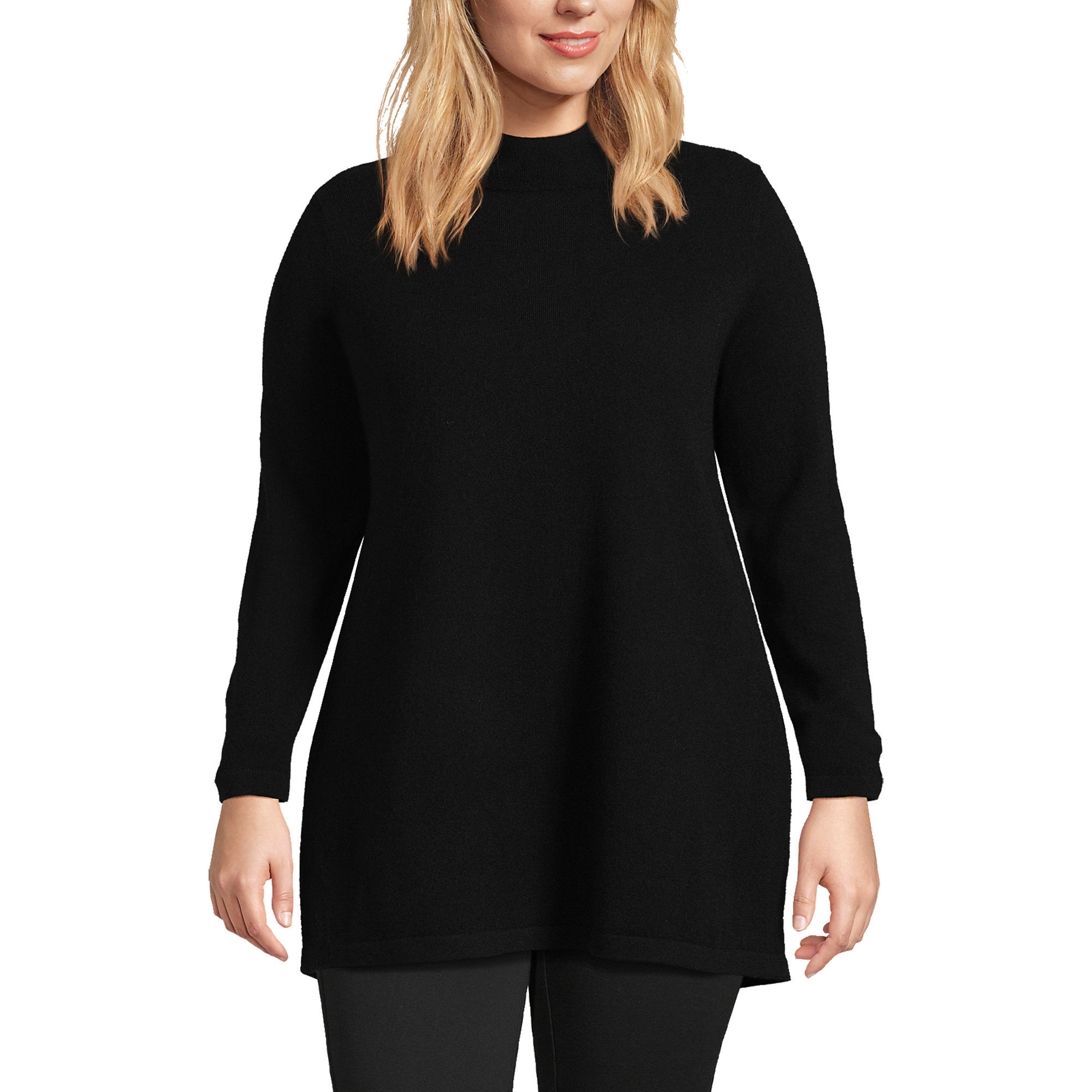 Women's Plus Size Cashmere Mock Neck Swing Tunic Sweater | Lands' End (US)
