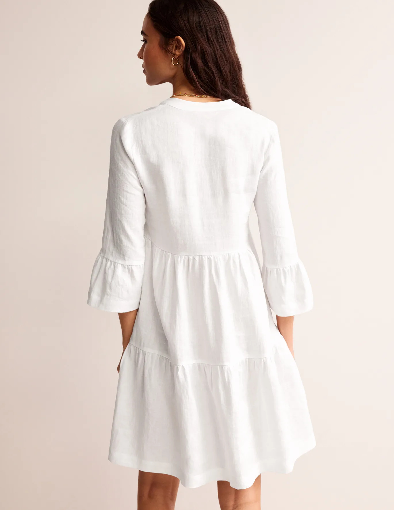 Sophia Linen Short Dress - White | Boden US | Boden (US)