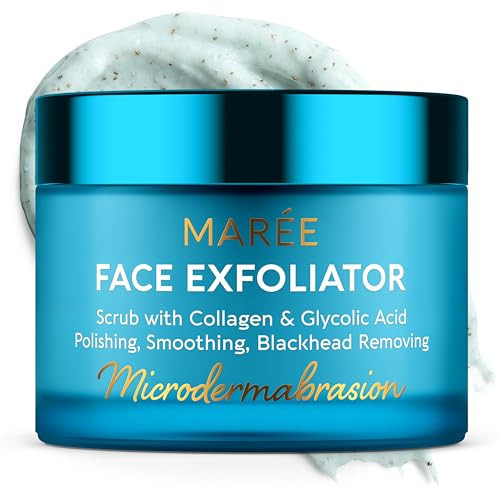 MAREE Face Exfoliator – Microdermabrasion Facial Scrub & Exfoliating Face Wash for Women – Collagen & Glycolic Acid – Gentle Scrub and Exfoliant – Men Exfoliating Scrubber – Exfoliante Facial Cleanser | Amazon (US)