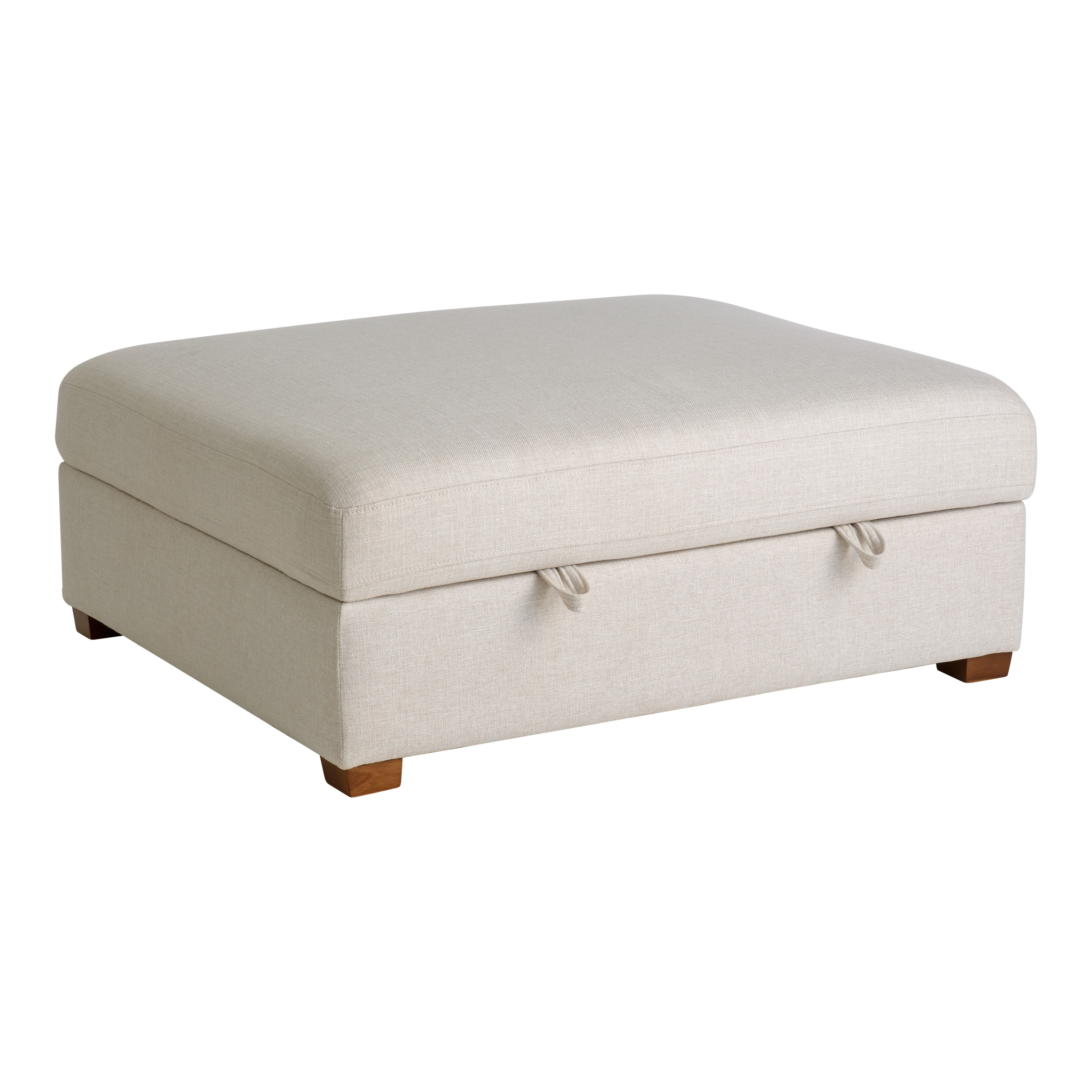 Providence Ivory Upholstered Coffee Table Storage Ottoman | World Market