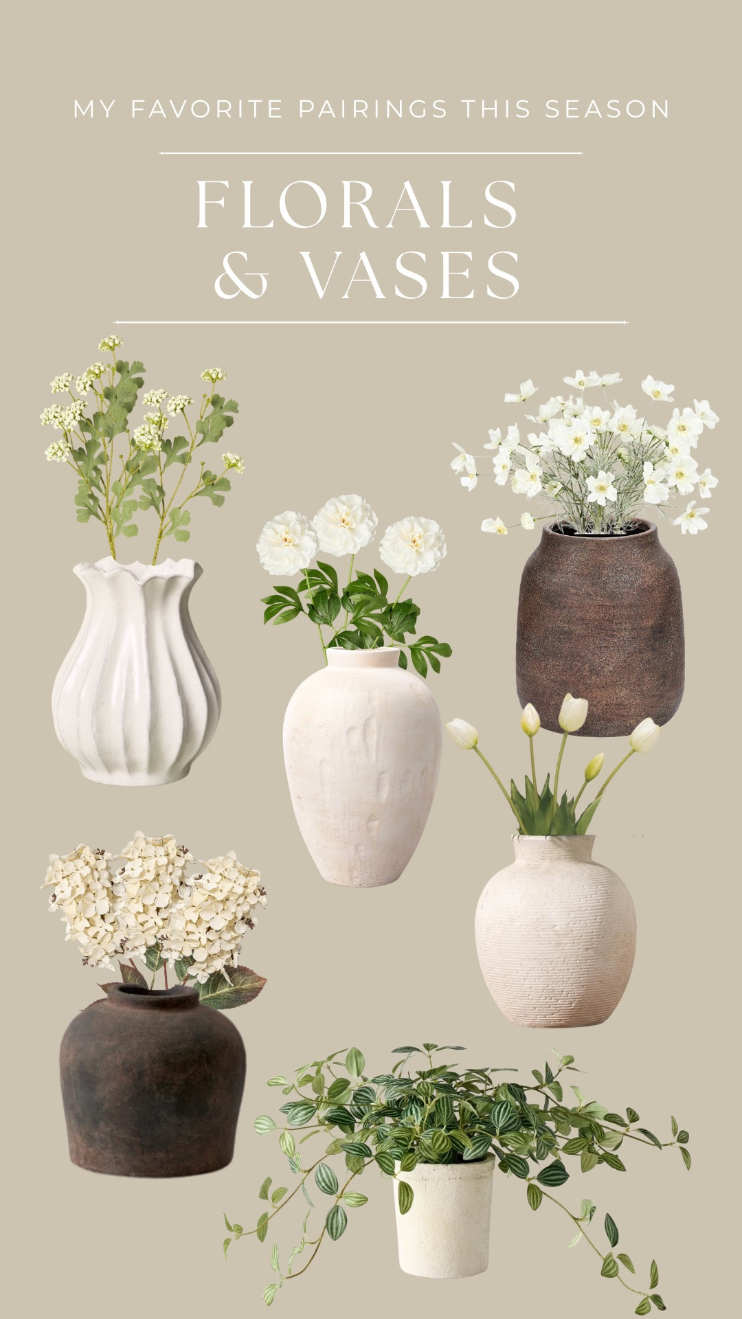 Okay but florals and a beautiful vase moment? Always the answer. Whether you go fresh or faux, add a few stems into neutral vases, vary the heights, and suddenly your shelves, tables, and little corners feel so styled. It’s soft, timeless, and the easiest way to make your home look effortlessly pulled together. ✨

• • Florals and vases, vase styling, faux florals, fresh flowers, shelf styling, table styling, neutral home decor, centerpiece styling, spring home, chic home vibes

#LTKHome