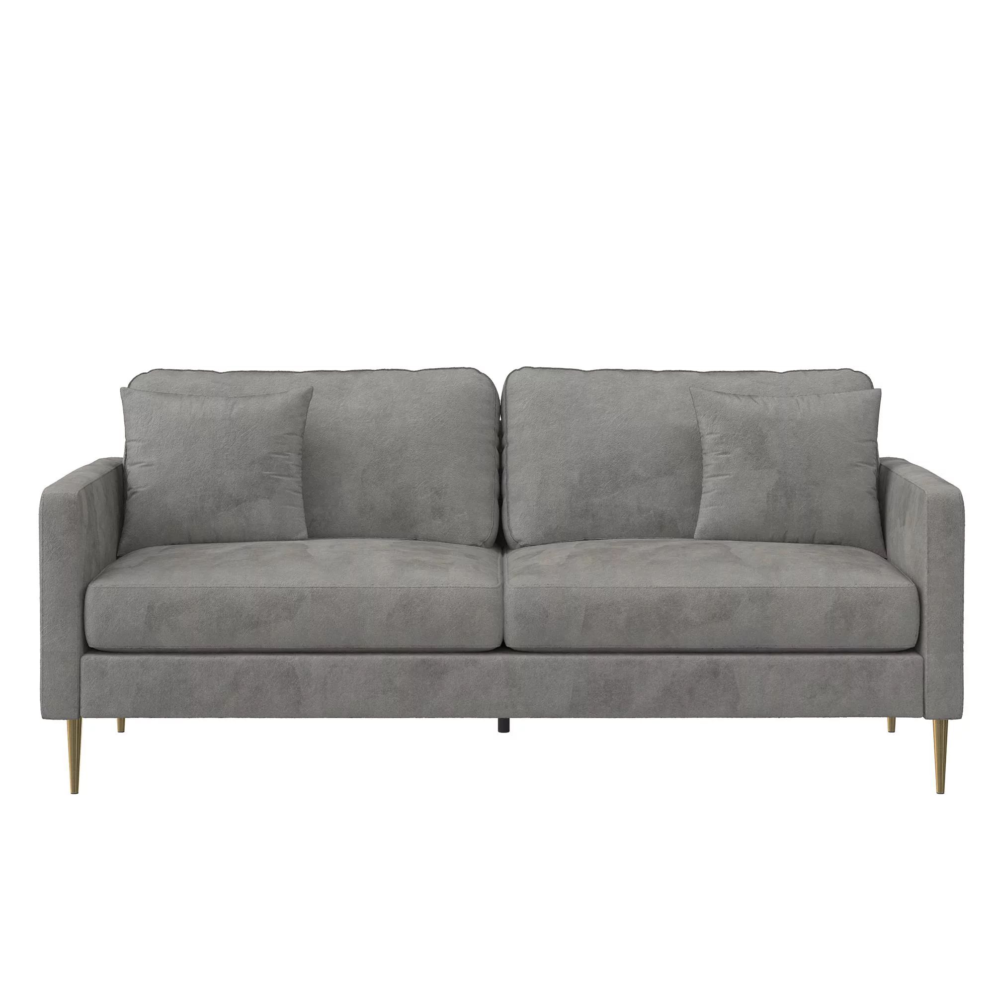 CosmoLiving Highland Sofa with Pillows, Gray Velvet - Walmart.com | Walmart (US)