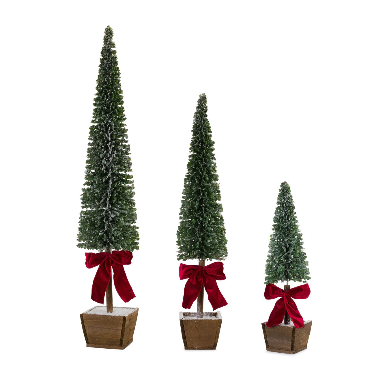 PVC Bottle Brush Design Pine Tree Décor with Bow, Set of 3 | Pier 1
