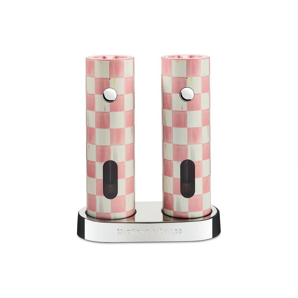 Rosy Check Electric Salt & Pepper Grinder Set | MacKenzie-Childs