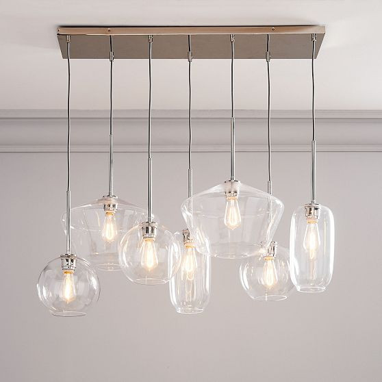 Sculptural 7 Light Chandelier Polished Nickel Clear Glass MIXED Mixed (47"") | West Elm (US)