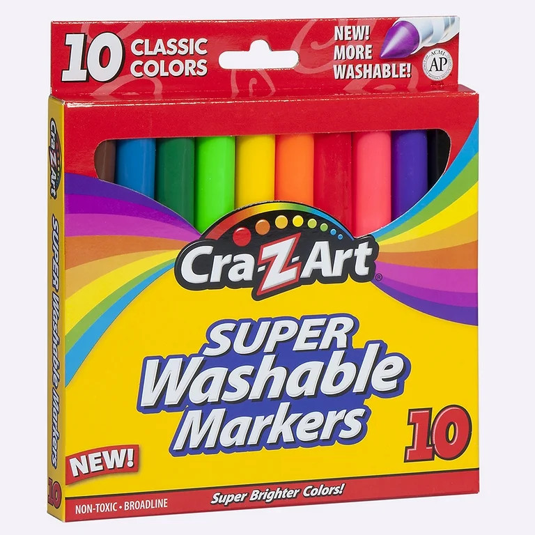 Cra-Z-Art Classic Multicolor Broad Line Washable Markers, 10 Count, Back to School Supplies - Wal... | Walmart (US)