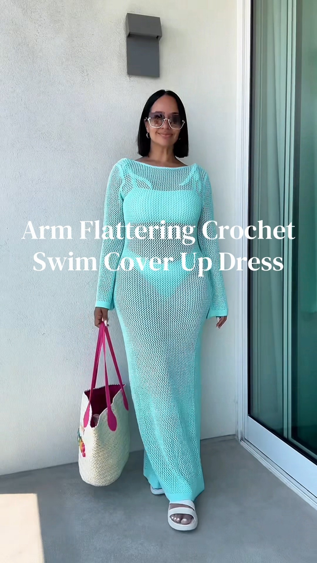 Arm flattering long sleeve swim cover up dress 👗 This color is everything! Comes in lots of other colors too and is super affordable 

vacation outfits beach
over 40 outfit
petite curvy style

#LTKSwim #LTKPetite #LTKOver40