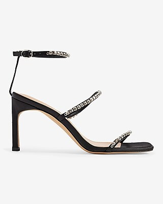 Rhinestone Strap Square Toe High Heeled Sandals | Express
