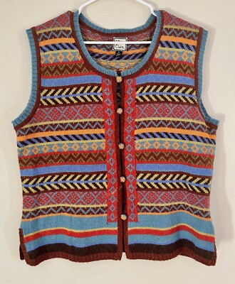 ID Clare Intarsia Vest Button-Front, Alpaca Blend, XL, Great Condition | eBay US