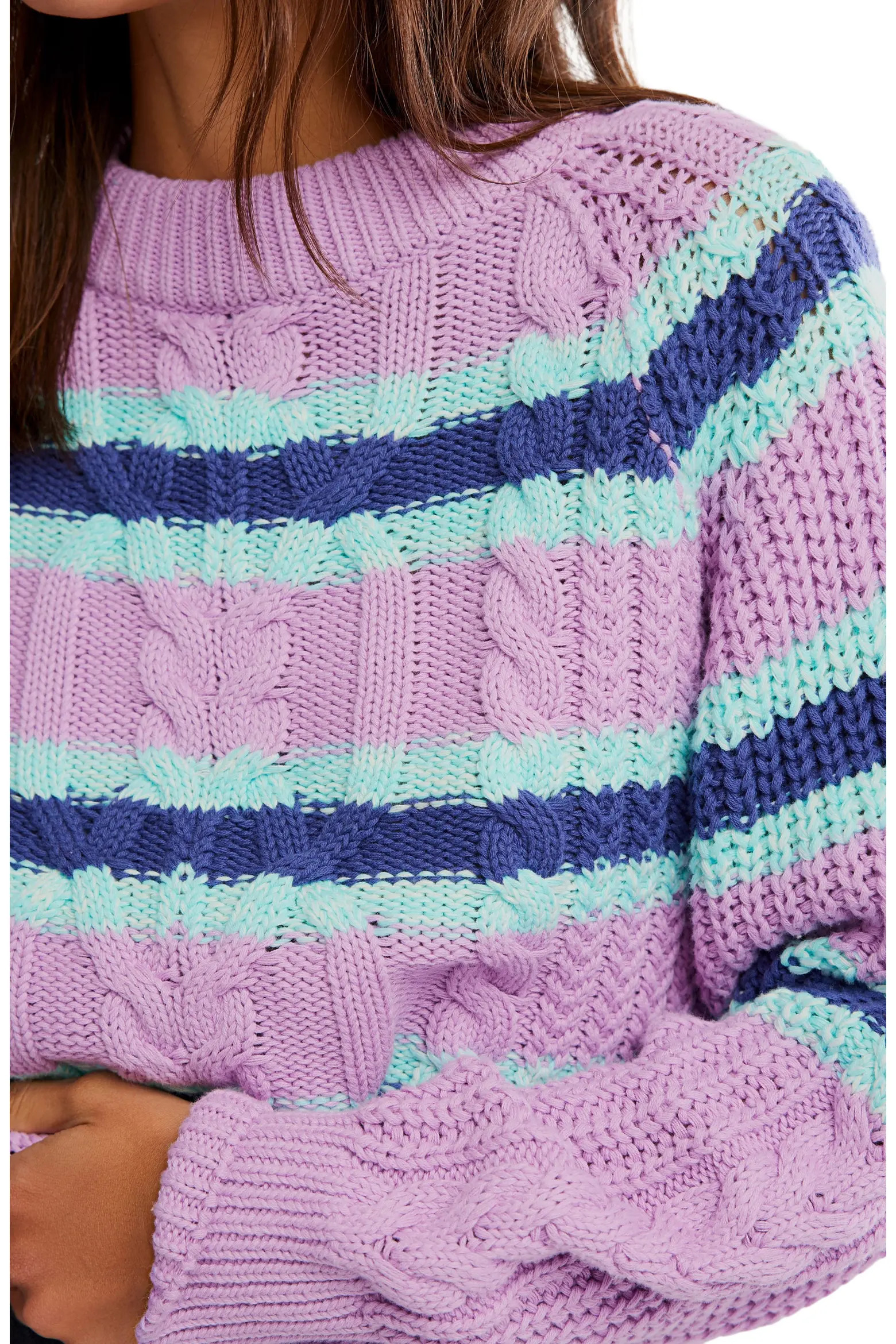 Frankie Stripe Cable Stitch Cotton Sweater (Women) | Nordstrom | Nordstrom