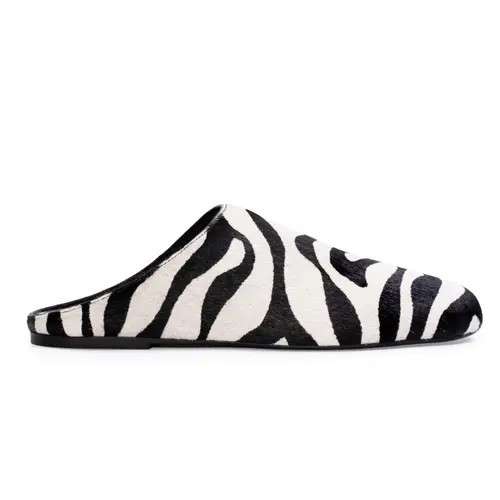 BLACK SUEDE STUDIO Arie Ponyhair Slipper in Zebra Pony Hair at Nordstrom, Size 38 | Nordstrom