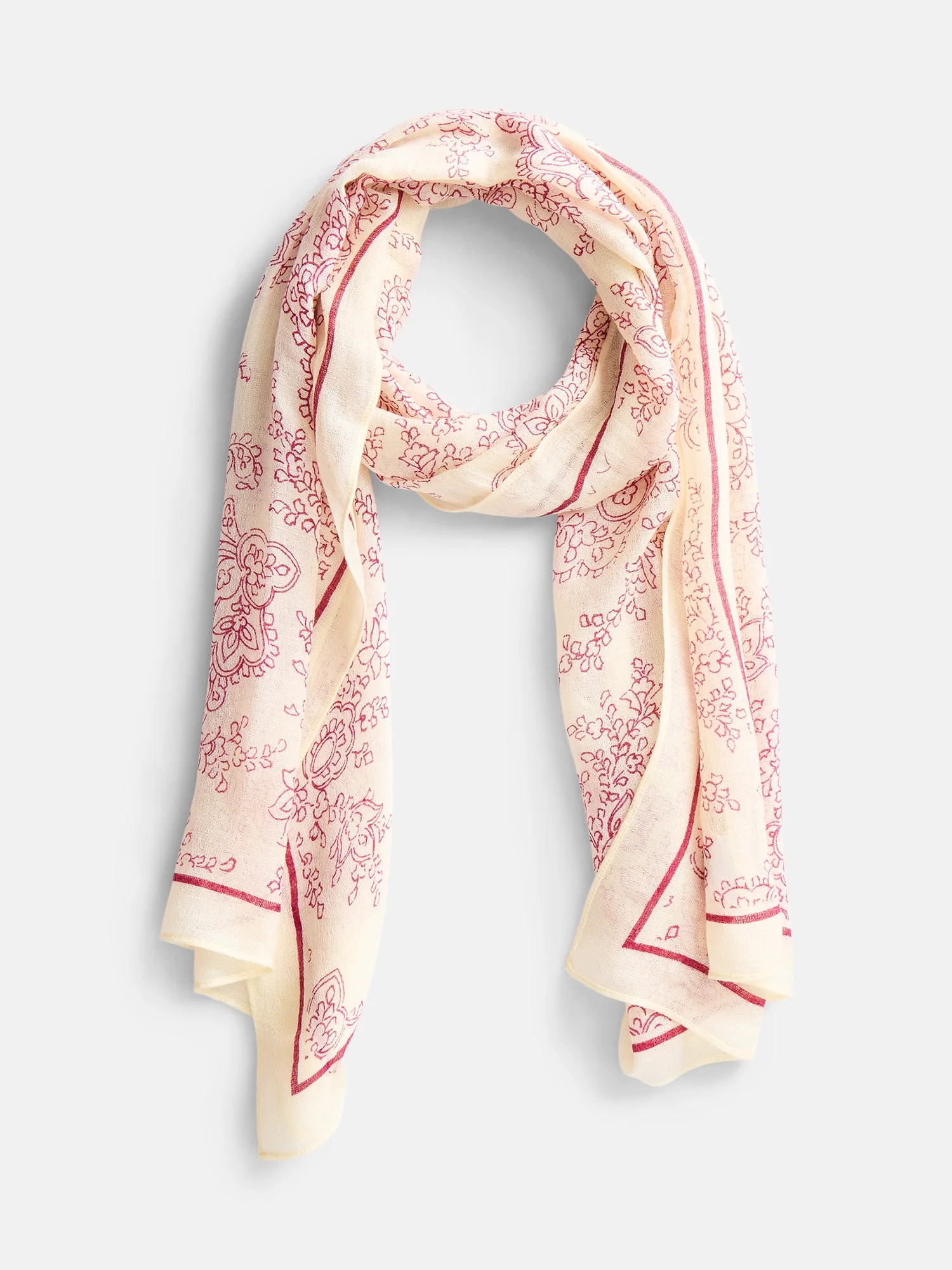 Scenario Women's Woven Oblong Printed Scarf, White | Walmart (US)