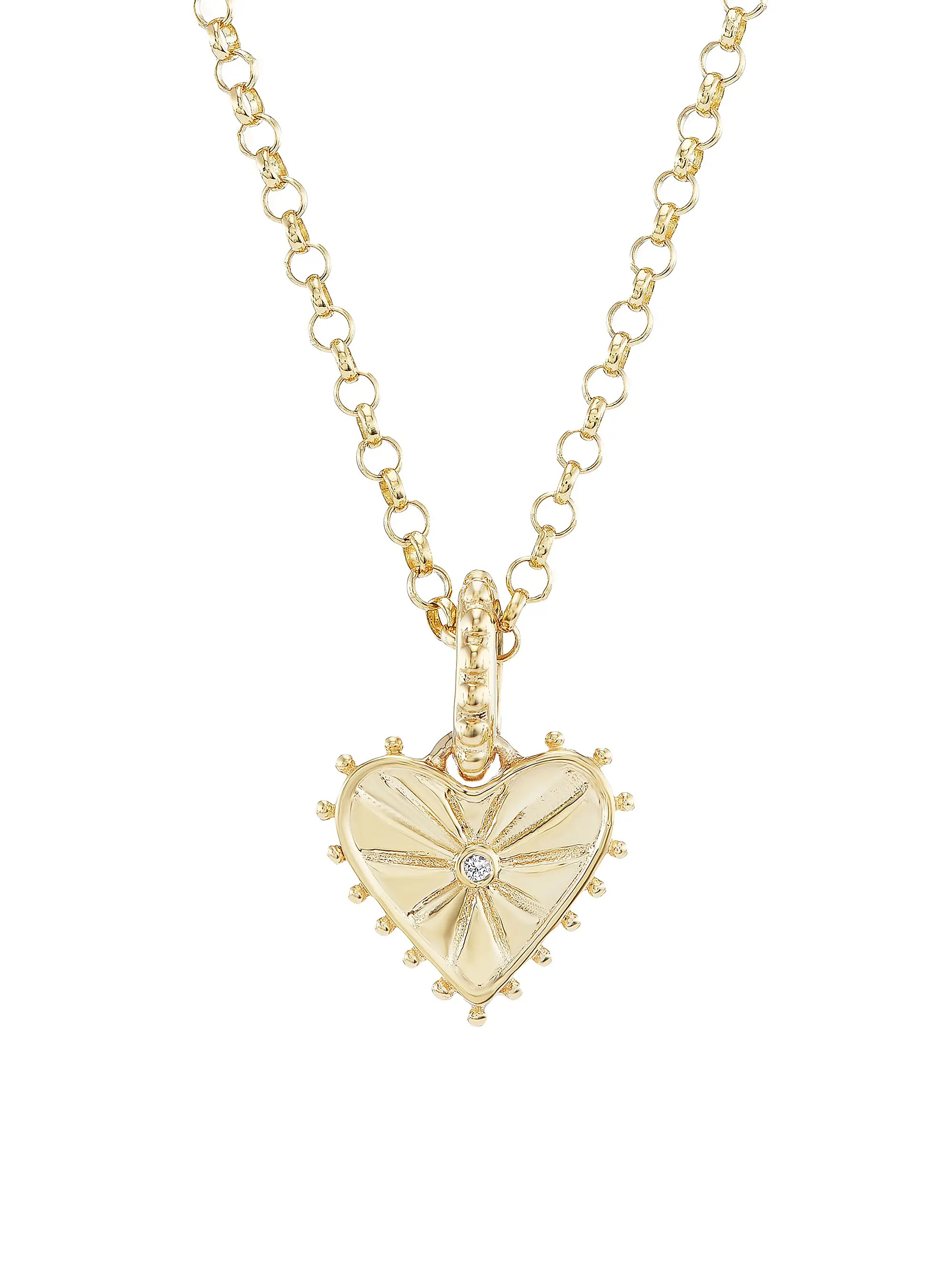 Agape 14K Yellow Gold & 0.02 TCW Diamond Pendant Necklace | Saks Fifth Avenue