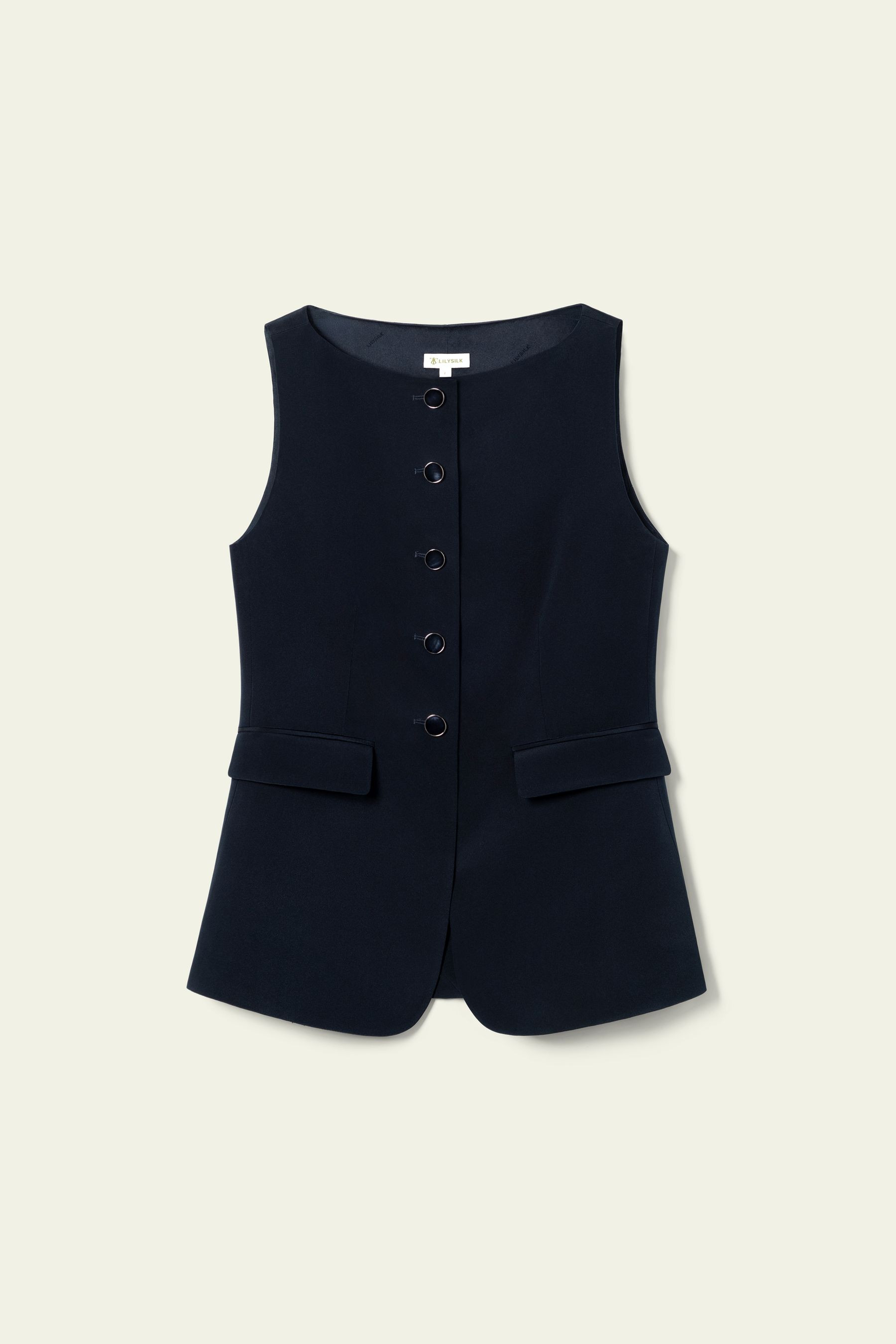 Button Up Blazer Silk Vest | LilySilk