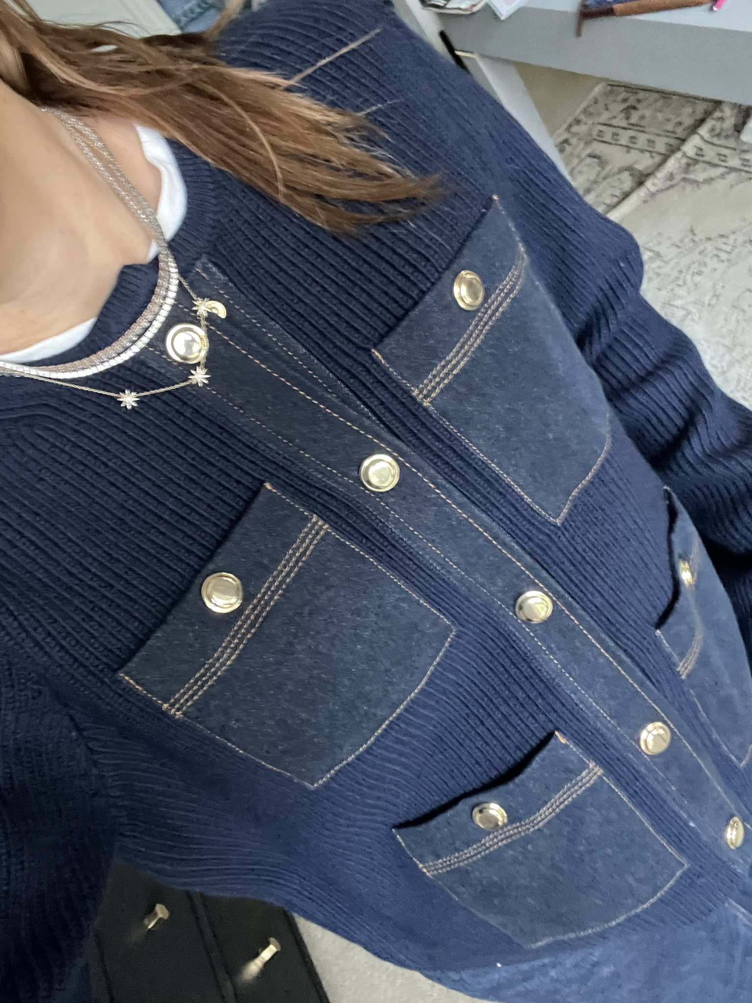 Mixed media jacket, lady cardigan, French girl style, French girl aesthetic, tennis necklace, perfect white too 

#LTKWorkwear #LTKootd #LTKOver40