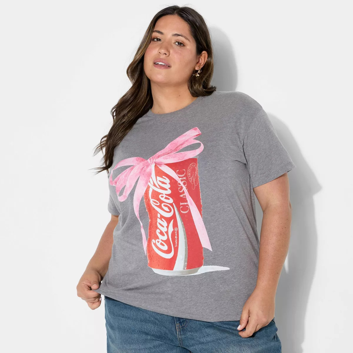 Women's Coca-Cola Bow Short Sleeve Graphic T-Shirt - Gray | Target
