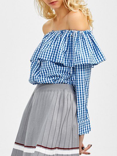 Off The Shoulder Gingham Blouse | ZAFUL (Global)