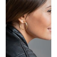 Hammered Gold Plated Sterling Silver Hoop Earrings Medium Size | Etsy (US)