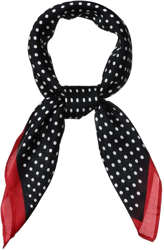 Allegra K 70cm Polka Dots Square Scarf Neck Scarves Kerchief Neckerchief Headband for Women | Amazon (US)