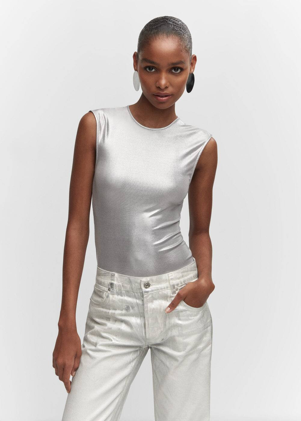 Metallic bodysuit -  Women | Mango USA | MANGO (US)