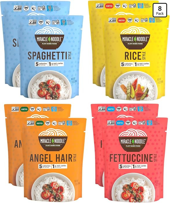 Miracle Noodle Ready to Eat Variety Pack, 7 Oz (Pack of 8)     Angel Hair, Fettuccine, Spaghetti ... | Amazon (US)