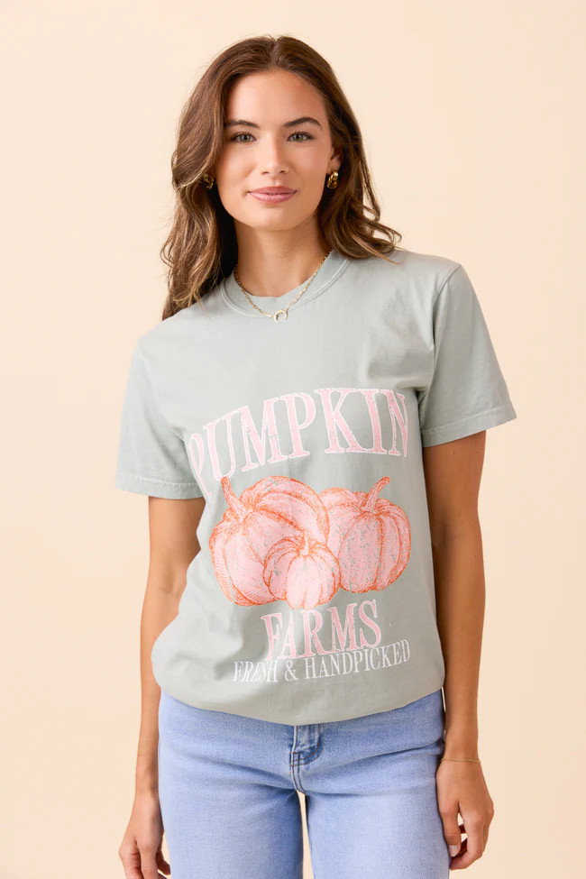 Pumpkin Farms Light Green Graphic Tee | Pink Lily