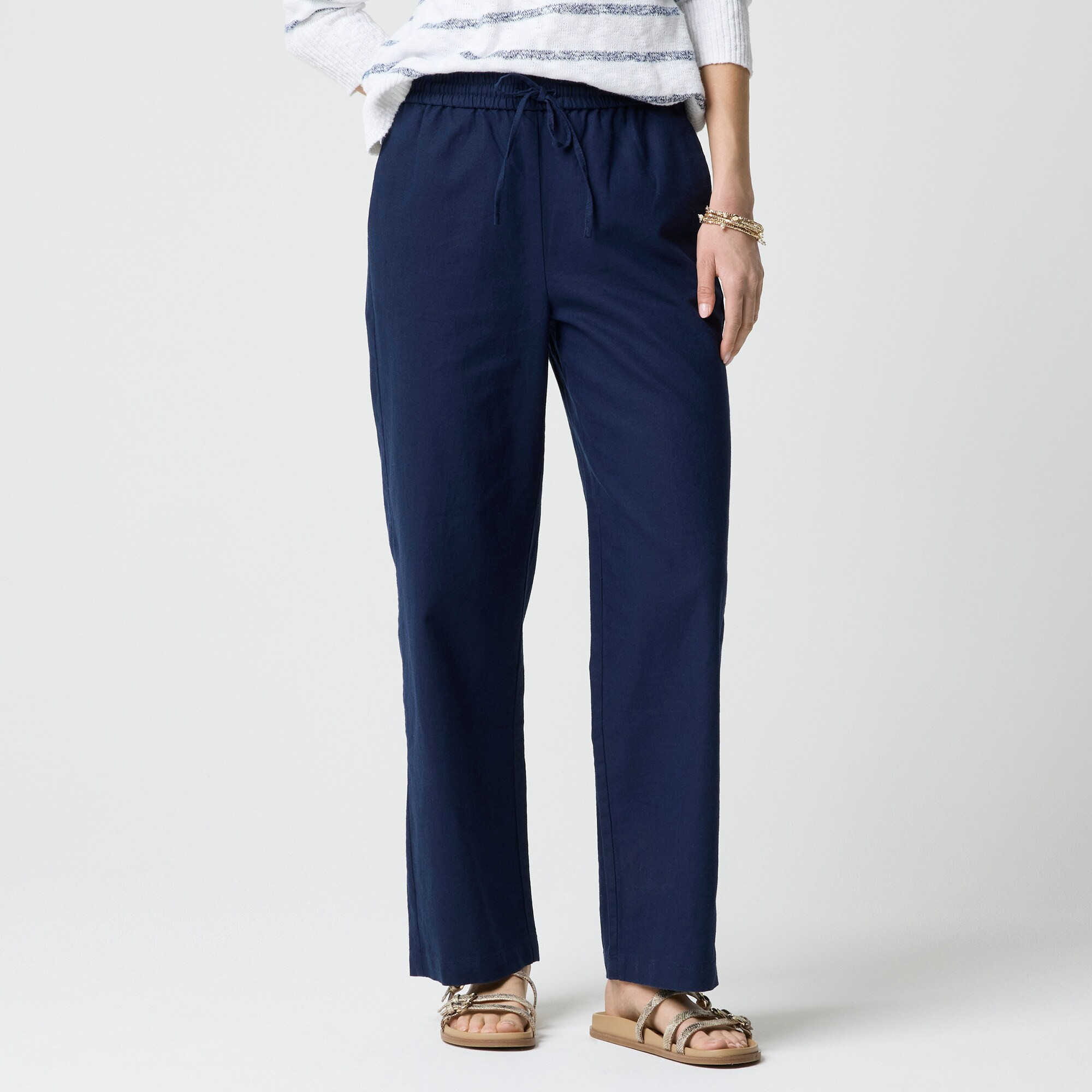 Linen-blend slim wide-leg drawstring pant | J.Crew Factory